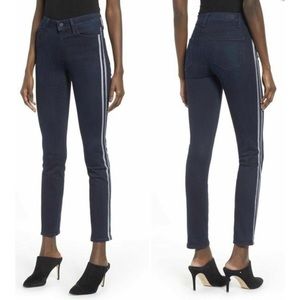Paige Hoxton Ankle Peg Metallic Tux Stripe Dark Wash Jean 25 NWT $228